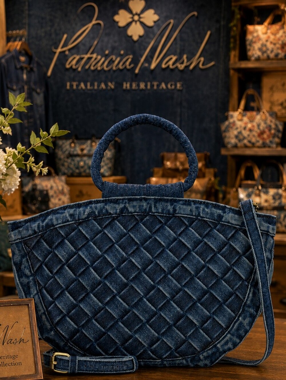Patricia Nash Quilted Denim Crossbody Bag - NWT
